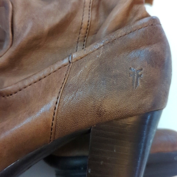 Frye Mimi Scrunch Leather Platform Heel Boot Taupe - Size 9.5 - LIKE NEW! - Picture 8 of 14